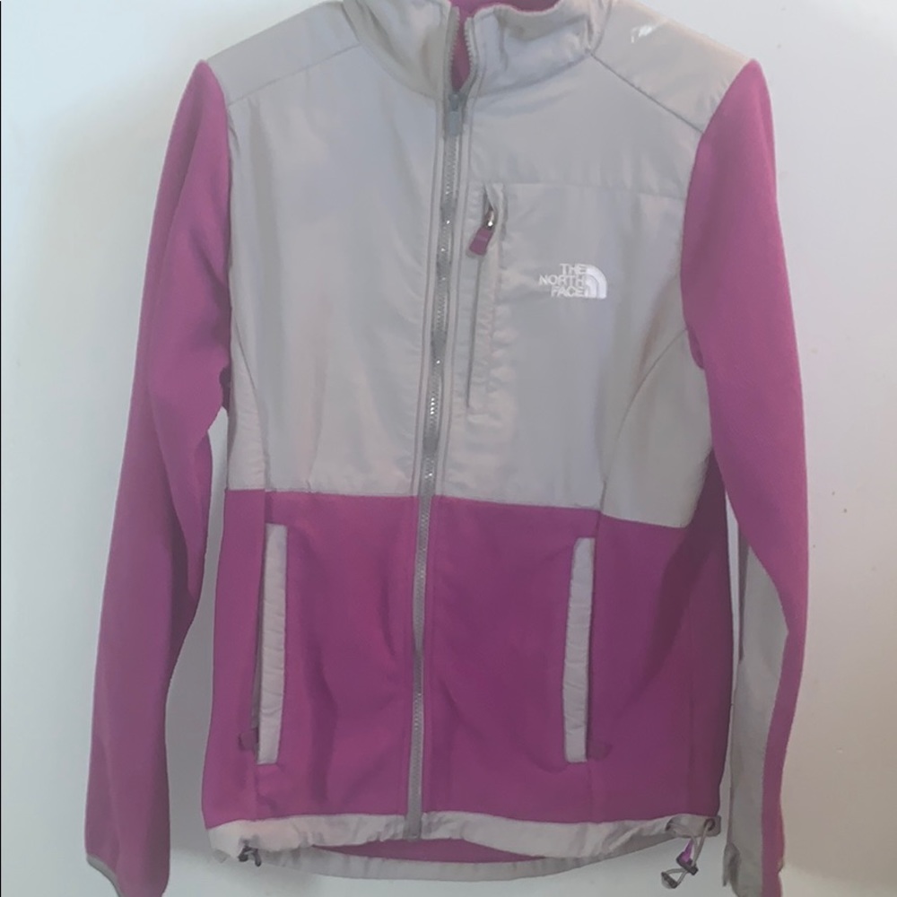 Purple and gray zip up north face